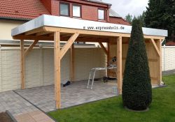 Lärche Einzelcarport mit Rückwand und Titanzinkblende